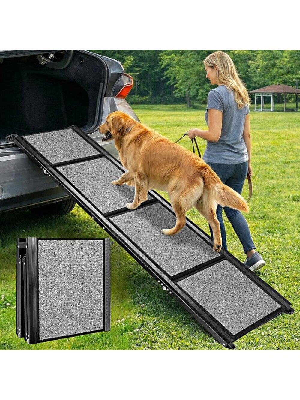 Heavy Duty Dog Ramp for Cars - 71" Non-Slip Aluminum Pet Ramp for Small & Large